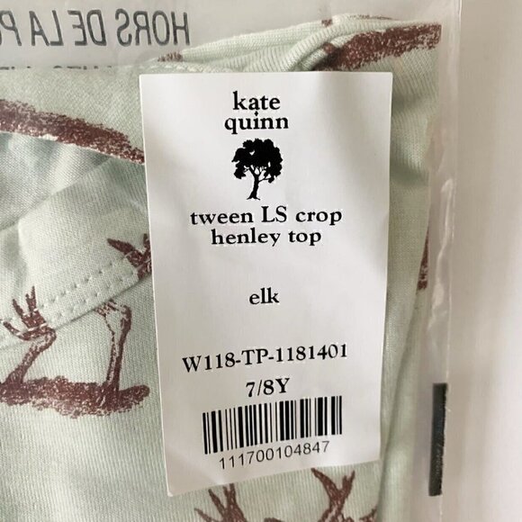 NWT Kate Quinn Organics Crop Henley Top 7-8 Years - Picture 6 of 7